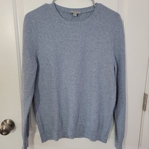 COS Blue Heathered Cotton Crewneck Sweater